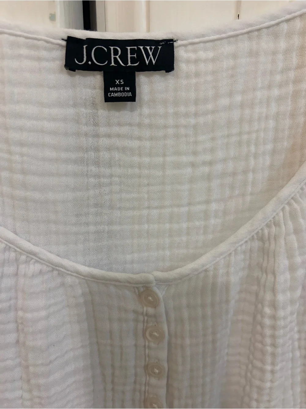 J. Crew White Cotton Gauze Top